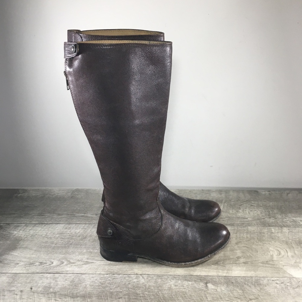 Frye #76430 Melissa Button Back Zip Leather Knee-High Riding Women’s Boots 8.5